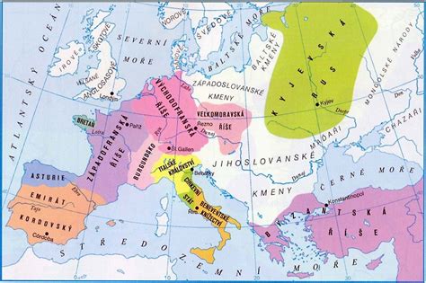 Historická mapa zobrazujúca keltské územia a šírenie kresťanstva