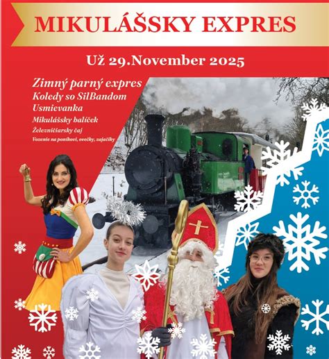 Východniarsky Mikulášsky Expres na stanici, s Mikulášom a deťmi