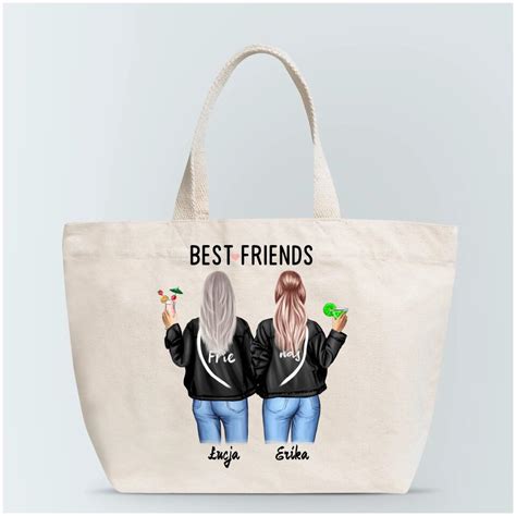 personalizovaná plátená nákupná taška a fľaša na vodu s roztomilým dizajnom pre BFF