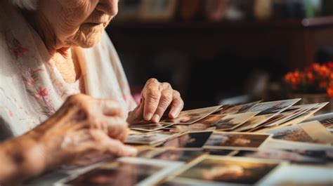 Seniors looking at old photos or a yearbook, smiling and reminiscing