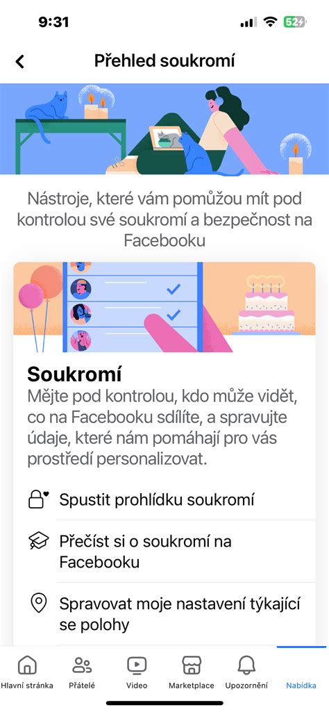 Schéma krokov pre zmenu nastavení súkromia dátumu narodenia na Facebooku