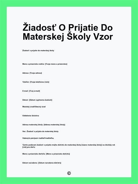 Infografika - Proces podania žiadosti o prijatie do materskej školy