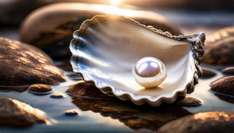 Thematic photo of a pearl in an oyster or a single, elegant pearl