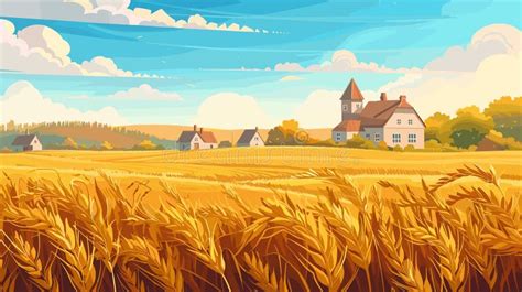 Illustration of a sunny summer day or a harvest scene