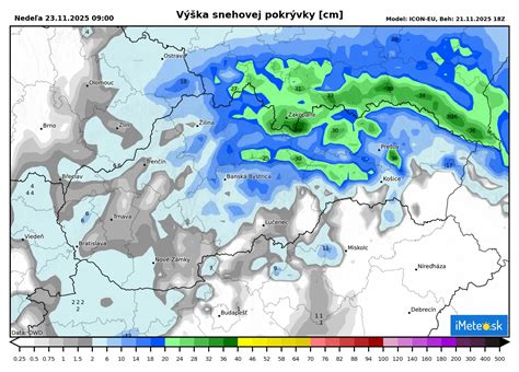 Mapa pravdepodobnosti snehovej pokrývky na Vianoce v rôznych regiónoch Slovenska