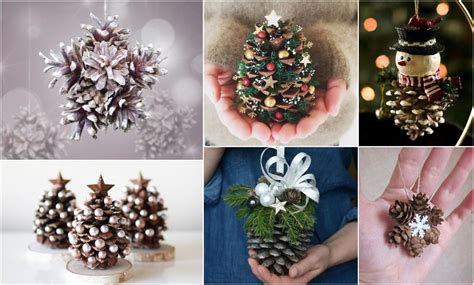 Ilustračná fotografia rôznych vianočných dekorácií zo šišiek - ozdoby, vence, malé stromčeky.