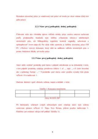 Schéma štandardného formátovania akademickej práce (font, riadkovanie, medzery)