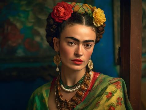 Dievča s výrazným obočím, kvetinovou čelenkou a farebnými korálkami ako Frida Kahlo
