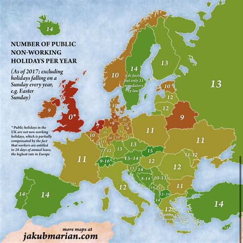 infografika s mapou Švajčiarska zobrazujúca počet sviatkov na kantón