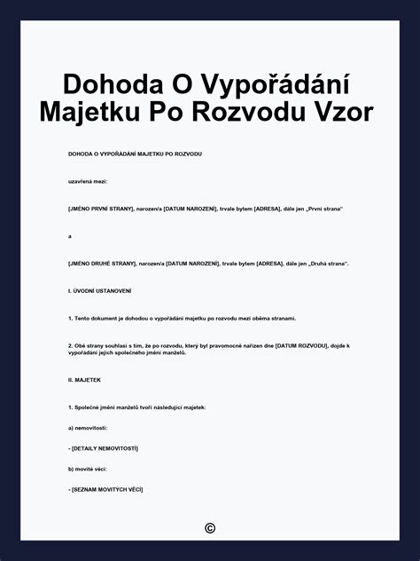 Schéma majetkových vzťahov po rozvode