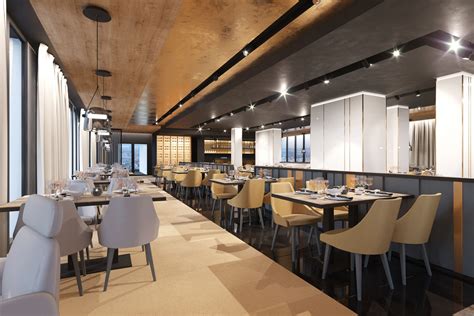 fotografia interiér hotelovej reštaurácie s bufetovými stolmi