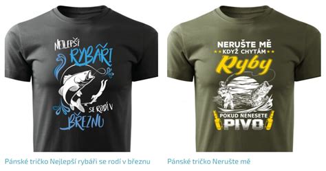 Produktové foto: Tričko s vtipným rybárskym motívom, hrnček s rybou a ploskačka