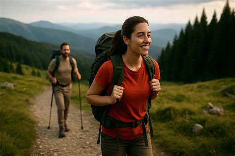 Staršia žena venujúca sa turistike v prírode