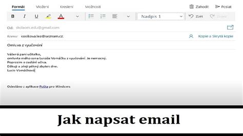 Príklad e-mailu so správnym oslovením a úvodnou frázou