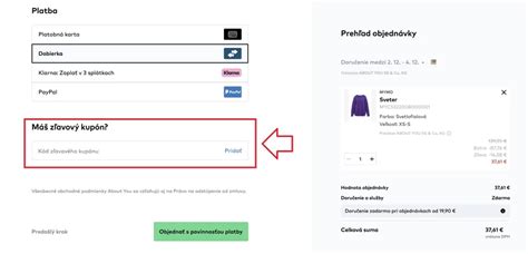 Ilustrácia nákupného košíka s polom pre vloženie zľavového kupónu.