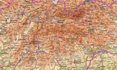 Mapa východného Slovenska s vyznačenými regiónmi ako Šariš, Zemplín, Goralská oblasť
