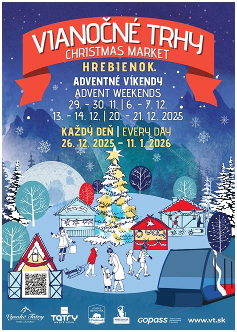 Vianočné trhy na Hrebienku s výhľadom na zasnežené Tatry