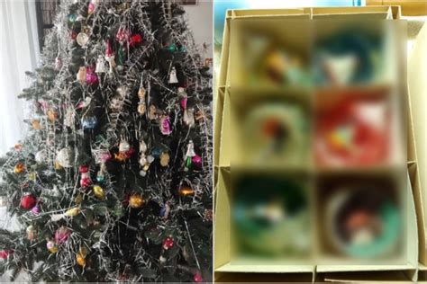 Detailná schéma usporiadania retro ozdôb na stromčeku - od špice až po umiestnenie vláčika