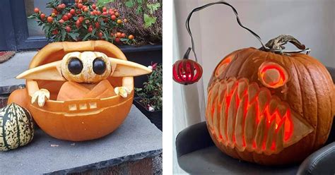 fotografia vyrezávaných tekvíc s osvetlením v interiéri