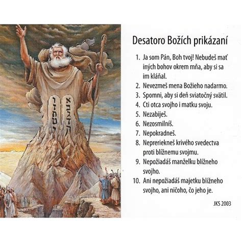 Ilustrácia s textom Desatora Božích prikázaní.