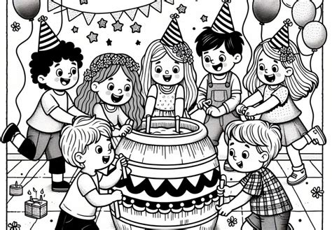 ilustrácia šťastných detí na narodeninovej oslave