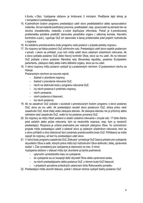Ukážka štruktúrovaného programu zasadnutia