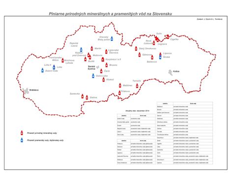 Mapa známych slovenských a moravských kúpeľných destinácií