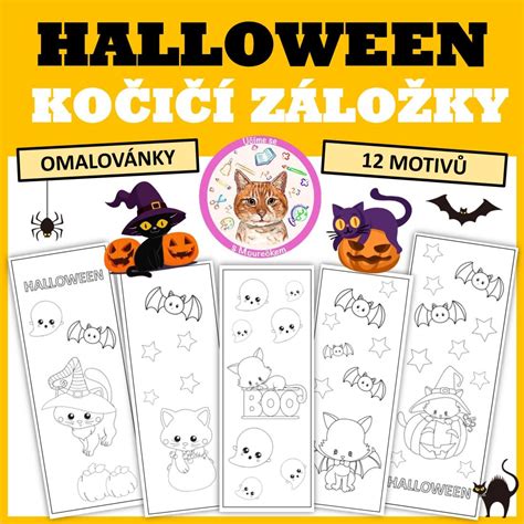 Detské ručne vyrobené halloweenske darčekové tašky a záložky.