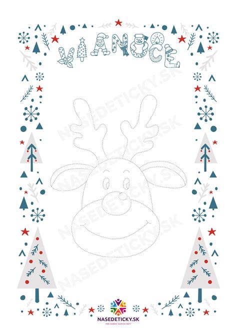 ukážka grafického pracovného listu s vianočnou tematikou pre deti