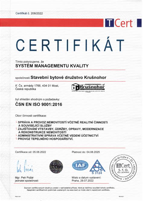 Certifikát ISO 9001:2008 pre školu