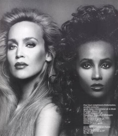 Koláž ikon krásy 80. rokov - Jerry Hall, Iman, Mel Gibson