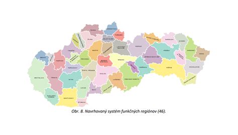 Mapa Slovenska s vyznačenými regiónmi alebo mestami ako príkladmi miesta výkonu práce