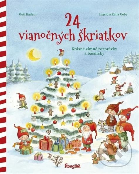 ilustrácia vianočných škriatkov v zasneženom lese