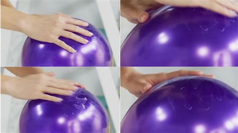 Postup výroby vlnenej gule - nafúknutý balón obalený v lepidlom nasiaknutej vlne.