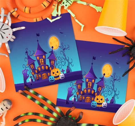Halloweenske pozadie A4 s tekvicami a netopiermi