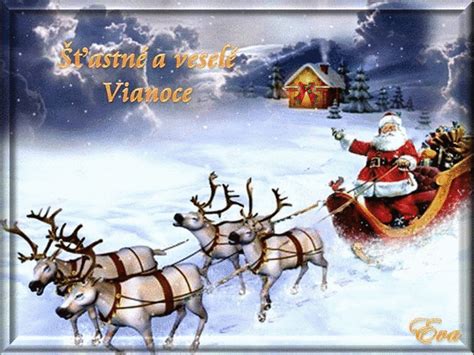 Zábavný animovaný GIF Santa Clausa s textom Veselé Vianoce