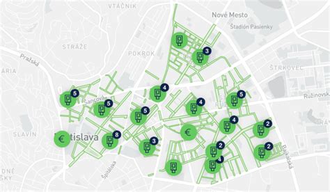 mapa parkovacích zón PAAS v Bratislave so zvýraznením Starého Mesta