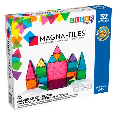 Ukážka magnetickej stavebnice MAGNA-TILES so zloženými geometrickými tvarmi