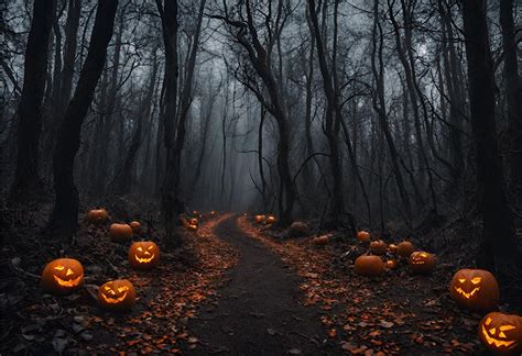 Strašidelná nočná cesta odvahy v lese s tajomným osvetlením