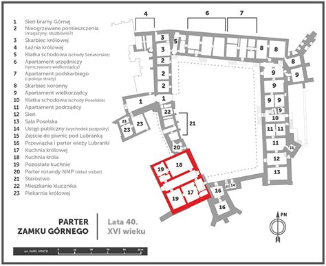 detailná schéma areálu hradu Wawel a Wawelskej katedrály