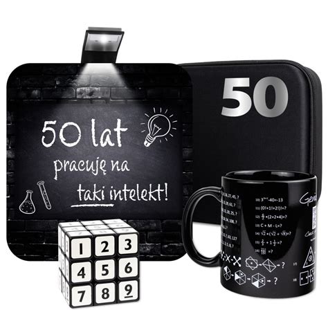 Návrh na darčekovú sadu pre 50-ročného muža kombinujúcu vtipné doplnky a elegantné kožené prvky.