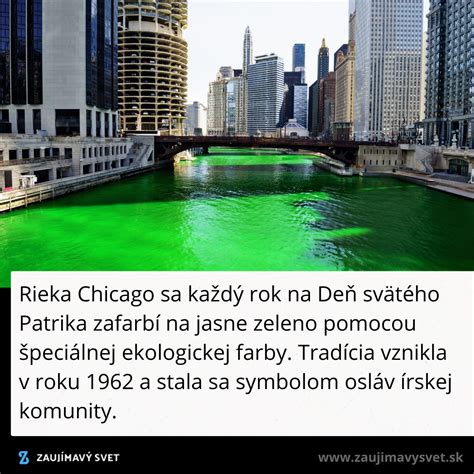 Rieka v Chicagu zafarbená na zeleno počas Dňa svätého Patrika