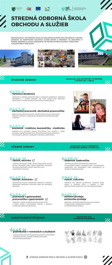 Infografika zobrazujúca rôzne študijné odbory a úspechy absolventov