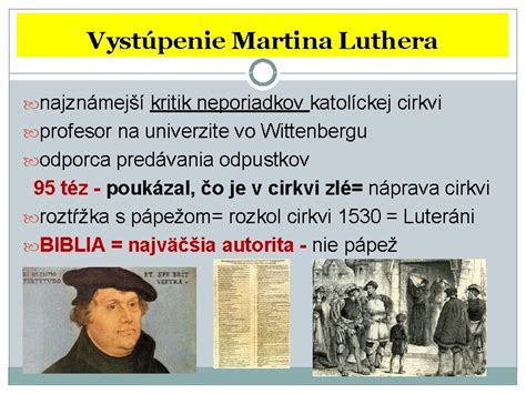 Ilustrácia Martina Luthera pribíjajúceho 95 téz na dvere chrámu vo Wittenbergu