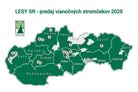 Mapa služieb prenájmu vianočných stromčekov na Slovensku