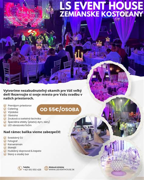 Informatívna schéma usporiadania priestorov v LS EVENT HOUSE pre svadobné účely