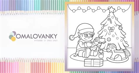 Detailný kreslený vianočný škriatok na vyfarbenie