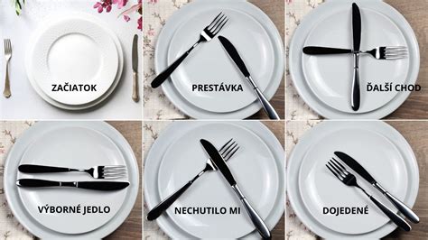 infografika: poloha príboru pri prerušení jedla a po dojedení