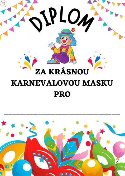 Ukážka rôznych dizajnov a variantov karnevalových diplomov pre deti