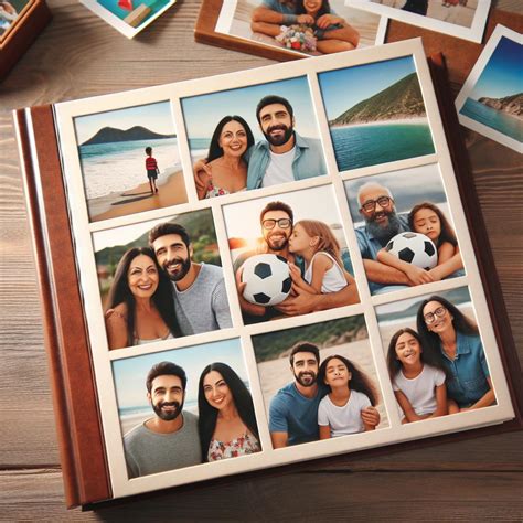 Fotografia personalizovaného fotoalbumu alebo rámika s rodinnými fotografiami